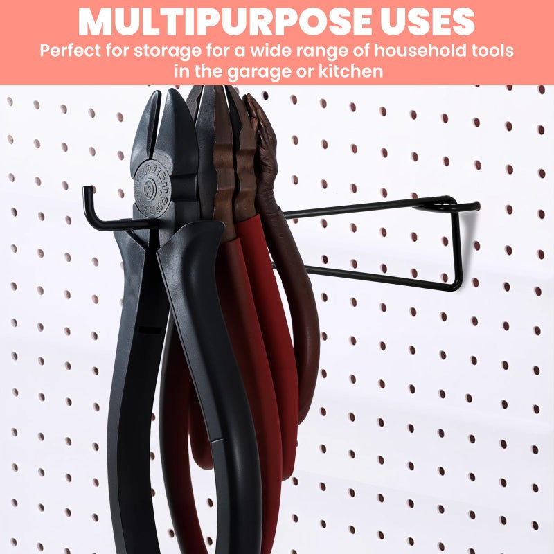 12 قطعة من خطافات رف Pegboard من Ubamdom، دعامات لوح ربط سوداء مقاس 8 بوصة، مجموعة خطافات معدنية، نظام ترتيب تخزين أدوات مختلفة للجراج، والحرف اليدوية، وورش العمل، ومنضدة العمل - Image 4